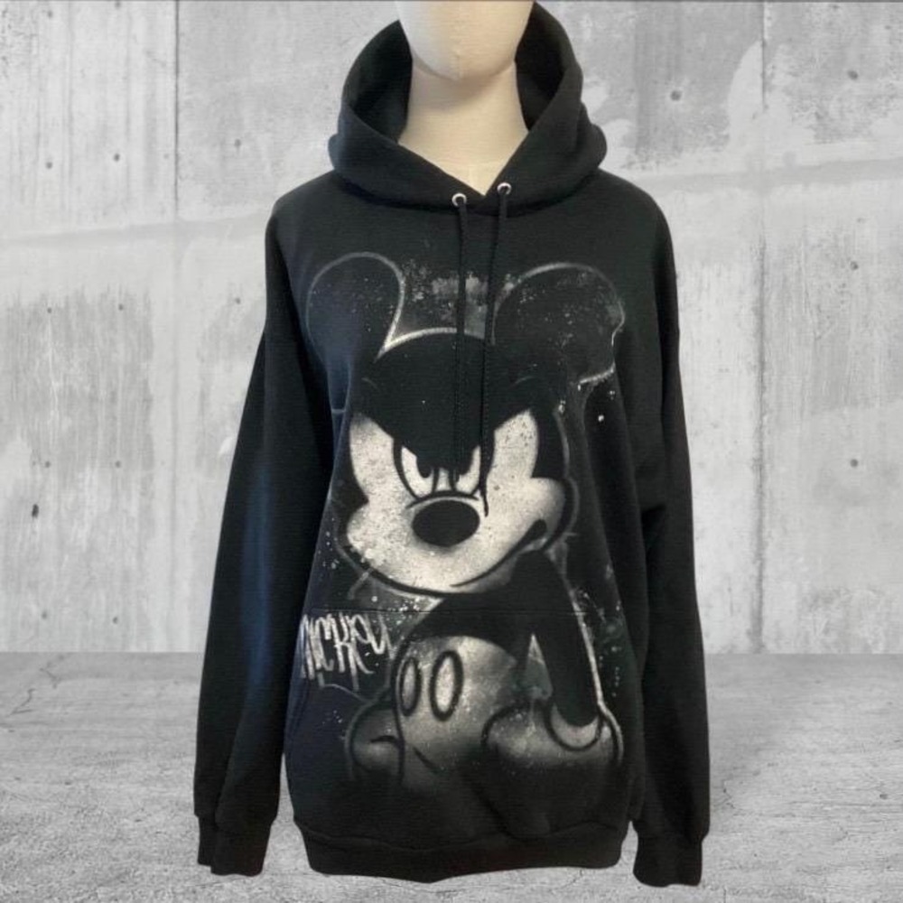 VINTAGE Y2K Unisex Gangster Mickey Mouse Grunge Graffiti Hoodie Disneyland Large